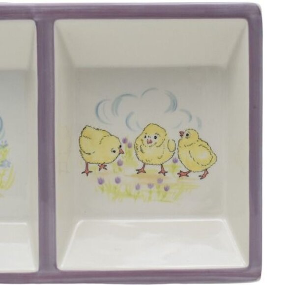 Global Design Connections Divided Rectangular Dish Easter Rabbit Lamb Duck Chick - Picture 5 of 9